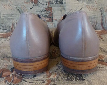 Vintage 1950s 40s Shoes Taupe Brown Leather Courts Heels UK 7