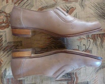 Vintage 1950s 40s Shoes Taupe Brown Leather Courts Heels UK 7