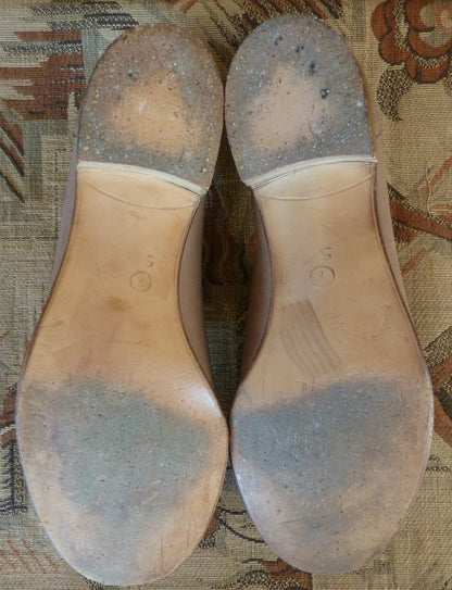 Vintage 1950s 40s Shoes Taupe Brown Leather Courts Heels UK 7