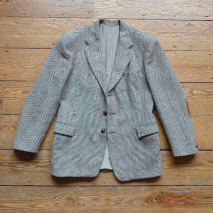 Vintage Mens 1950s Harris Tweed Sports Jacket Blue Brown 40"