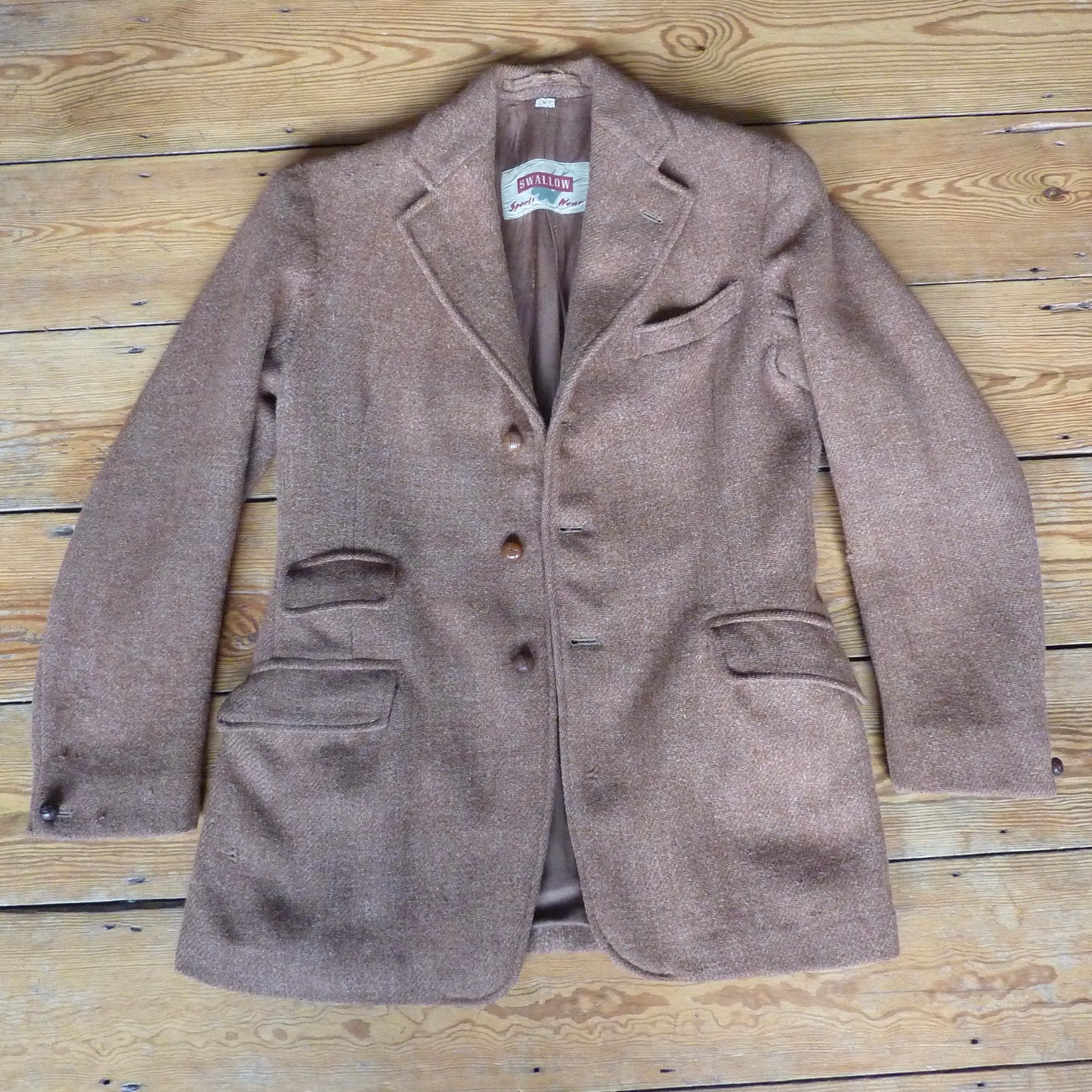 Vintage 1950s Harris Tweed Sports Jacket Ginger Brown 38"