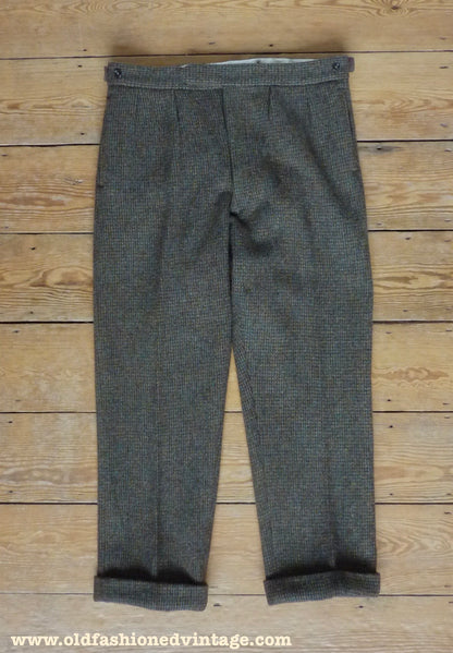 Vintage 1960s Mens Harris Tweed 3 Piece Suit Green Brown Blue Wool 42"