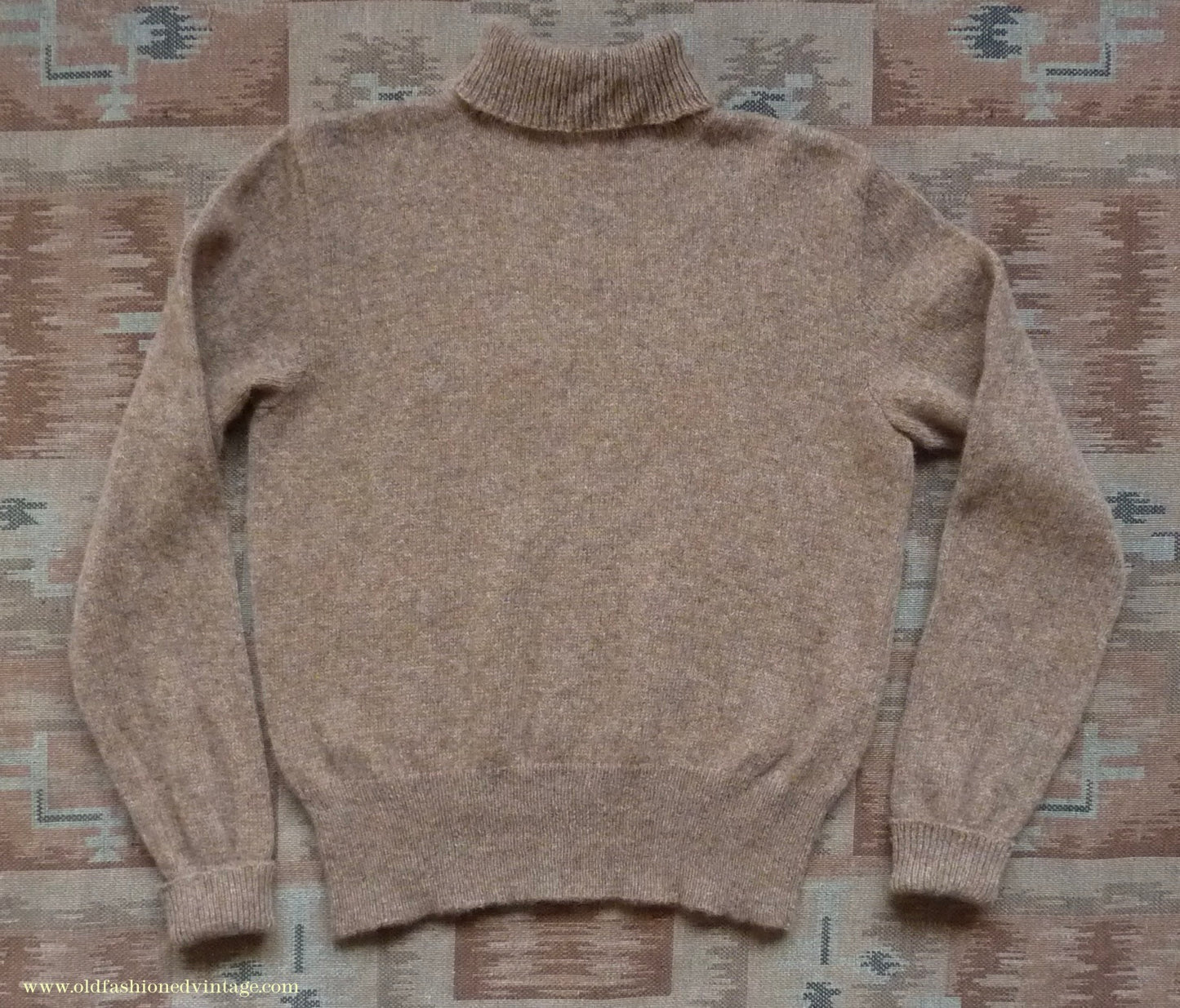 Old Fashioned Garments Vintage Reproduction 1930s 1940s Mens Roll Neck Jumper Spice Brown Marl Polo Turtle Sweater M