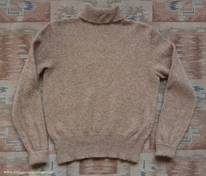 Old Fashioned Garments Vintage Reproduction 1930s 1940s Mens Roll Neck Jumper Spice Brown Marl Polo Turtle Sweater M
