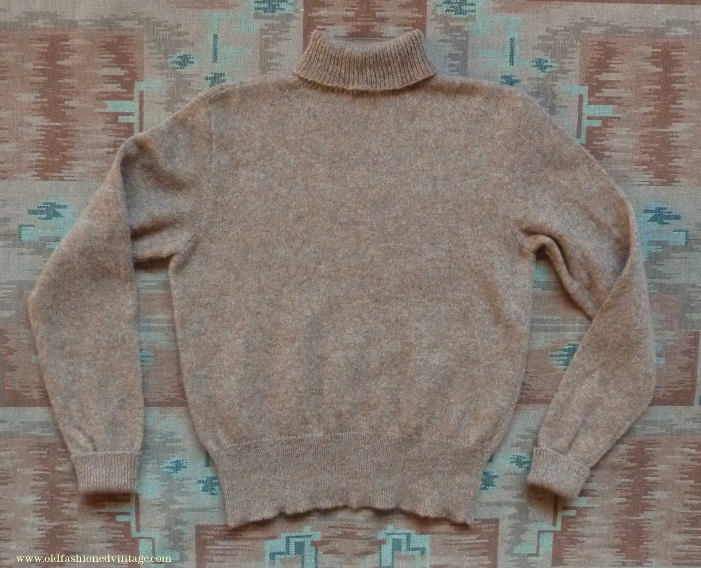 Old Fashioned Garments Vintage Reproduction 1930s 1940s Mens Roll Neck Jumper Spice Brown Marl Polo Turtle Sweater M