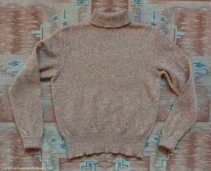 Old Fashioned Garments Vintage Reproduction 1930s 1940s Mens Roll Neck Jumper Spice Brown Marl Polo Turtle Sweater M