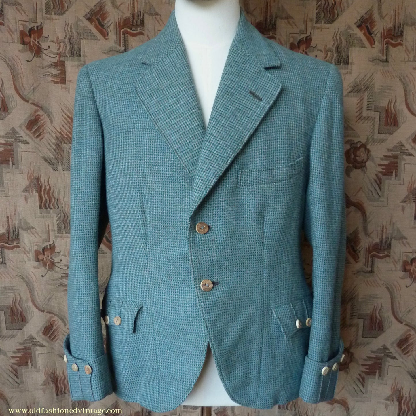 Vintage Mens 1950s Bespoke Argyll Kilt Jacket Lovat Green Tweed Tailored Wool Traditional Scottish Sports Coat 40"