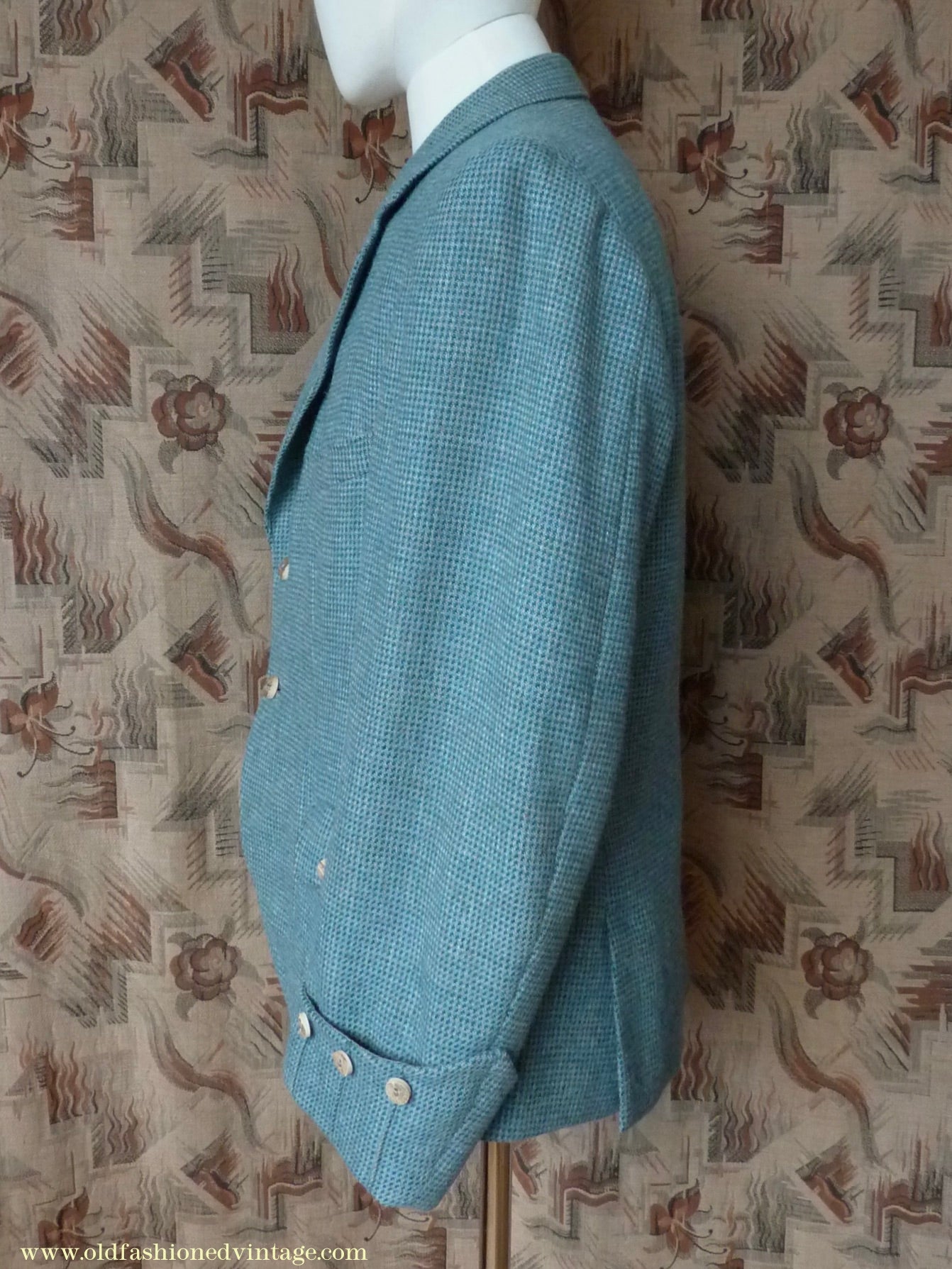 Vintage Mens 1950s Bespoke Argyll Kilt Jacket Lovat Green Tweed Tailored Wool Traditional Scottish Sports Coat 40"