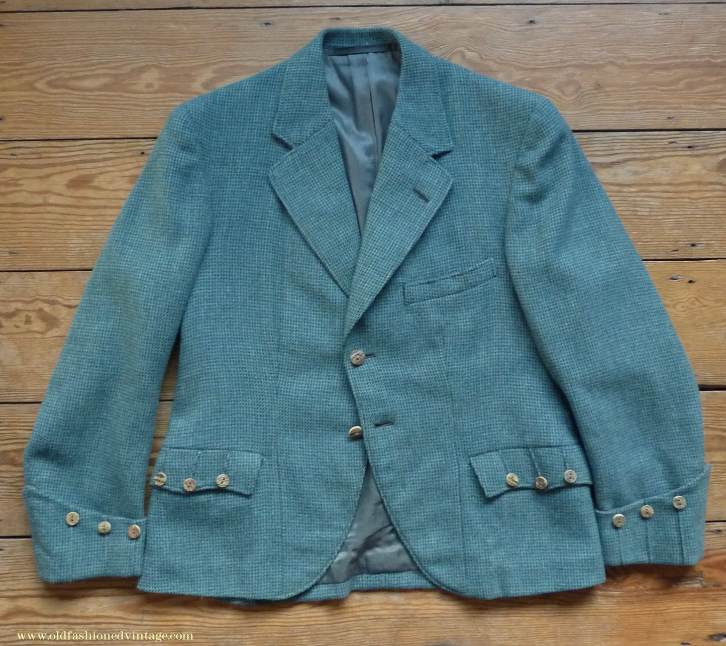 Vintage Mens 1950s Bespoke Argyll Kilt Jacket Lovat Green Tweed Tailored Wool Traditional Scottish Sports Coat 40"