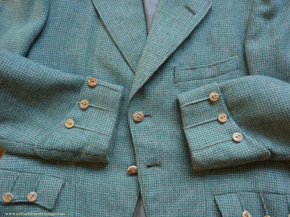 Vintage Mens 1950s Bespoke Argyll Kilt Jacket Lovat Green Tweed Tailored Wool Traditional Scottish Sports Coat 40"