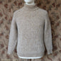 Vintage 1980s 1990s Irish Chunky Roll Neck Jumper Sweater Pullover Fisherman Rib Ribbed Beige Fleck Wool M