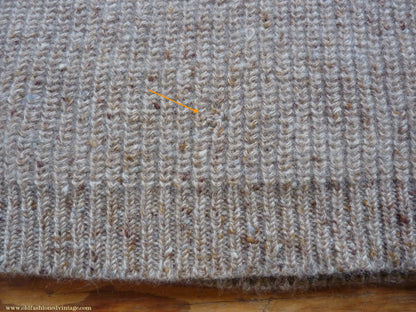 Vintage 1980s 1990s Irish Chunky Roll Neck Jumper Sweater Pullover Fisherman Rib Ribbed Beige Fleck Wool M