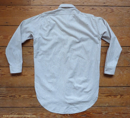 Vintage Mens 1950s "Popular" Cotton Pullover Shirt Tattersall Check British Overhead Tunic Half Buttoned 15 1/2"