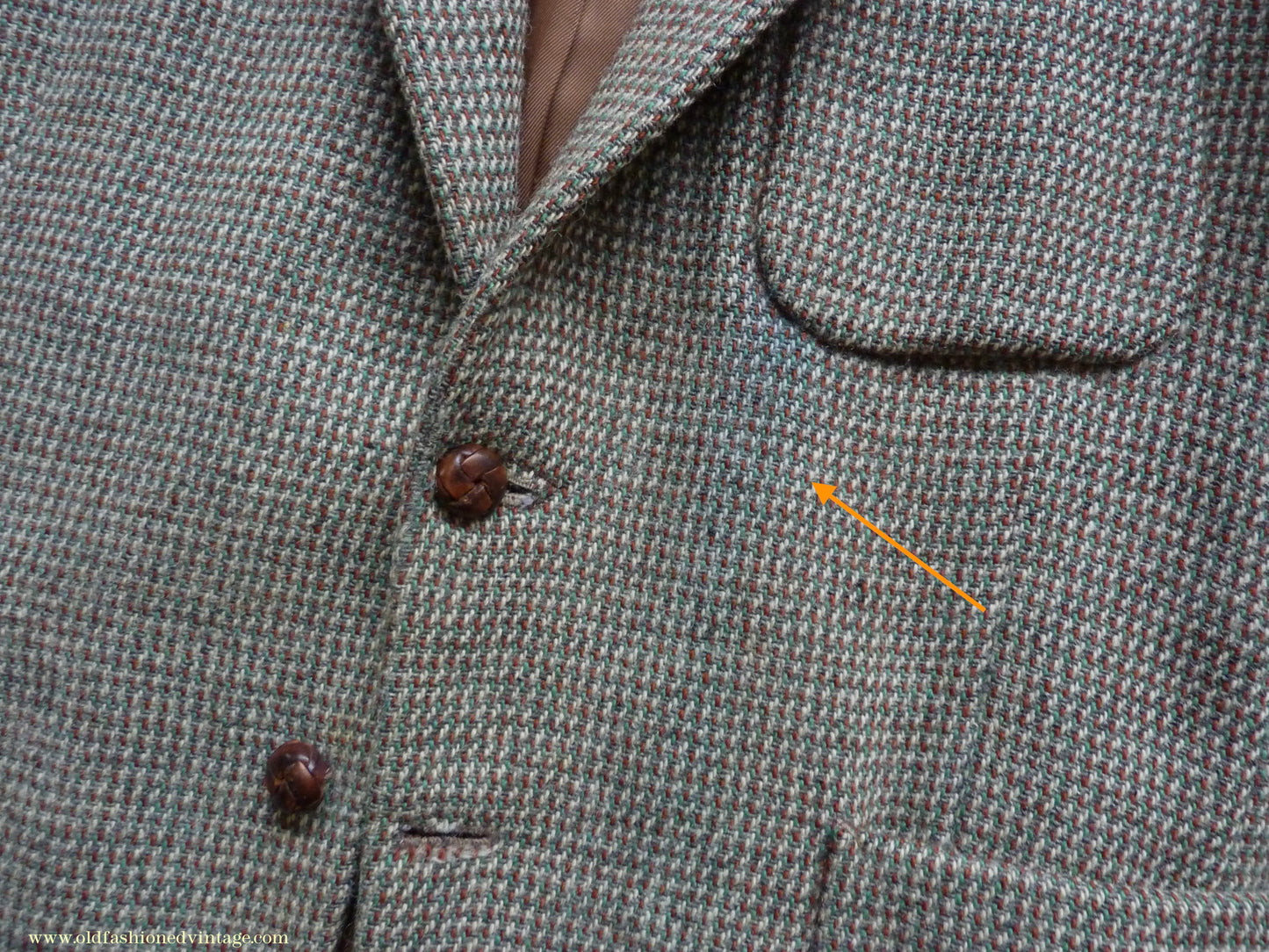 Vintage Mens 1950s Harris Tweed Sports Jacket Green Brown Patch Pockets 38"