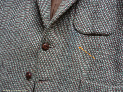 Vintage Mens 1950s Harris Tweed Sports Jacket Green Brown Patch Pockets 38"