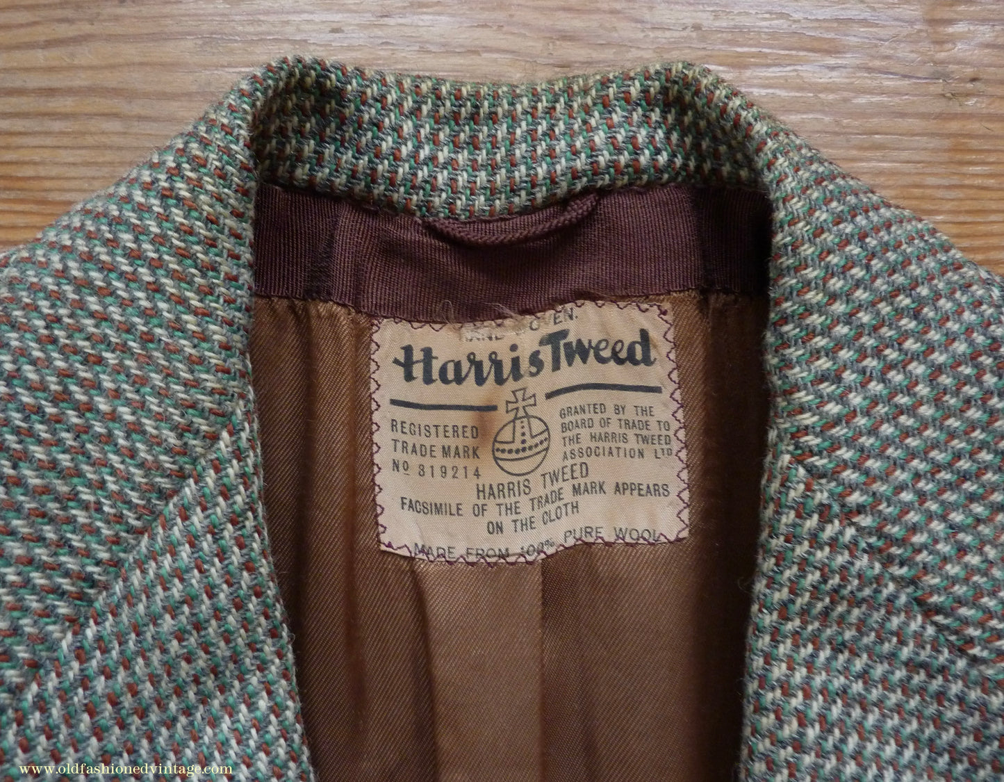 Vintage Mens 1950s Harris Tweed Sports Jacket Green Brown Patch Pockets 38"