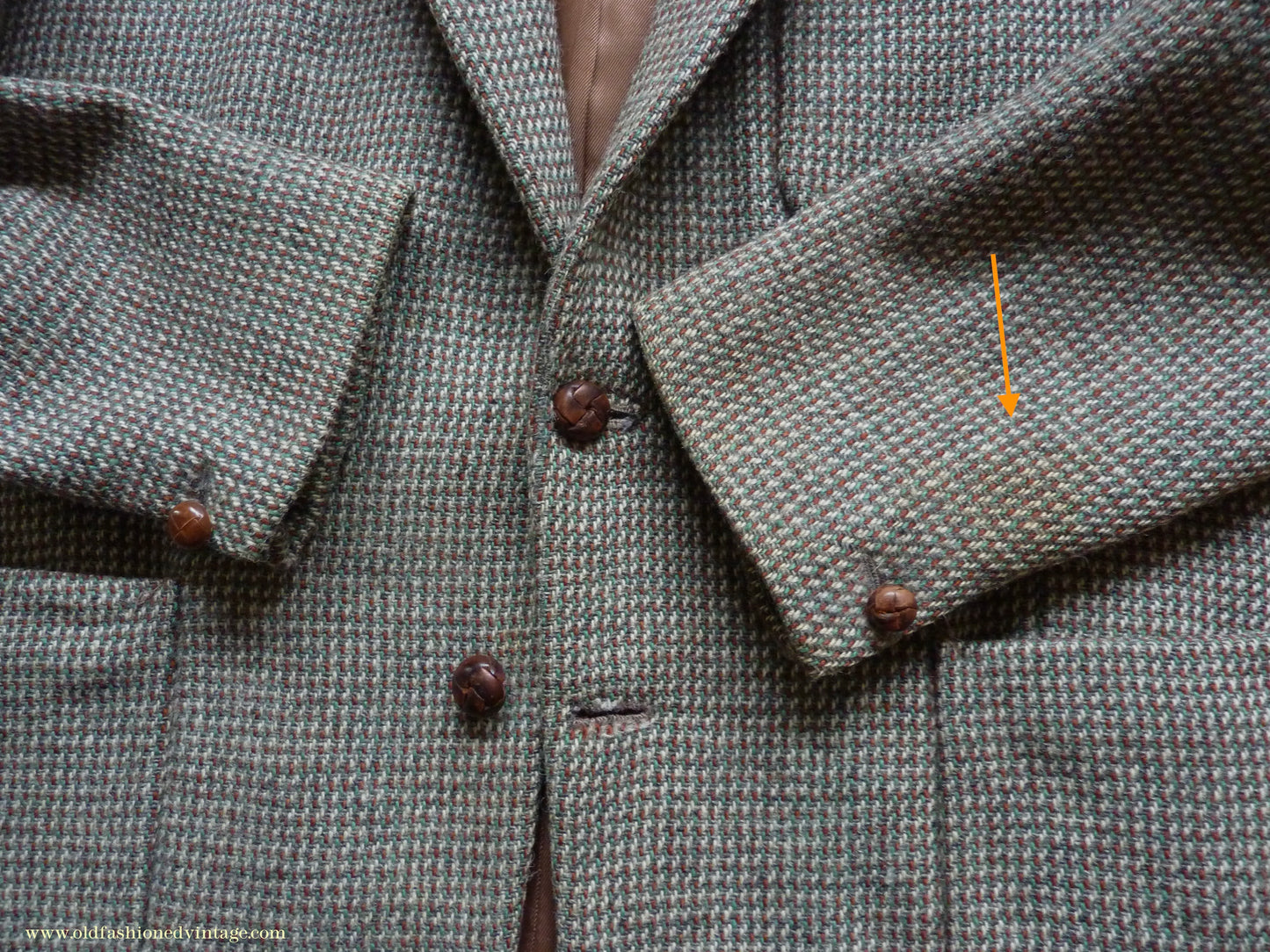 Vintage Mens 1950s Harris Tweed Sports Jacket Green Brown Patch Pockets 38"