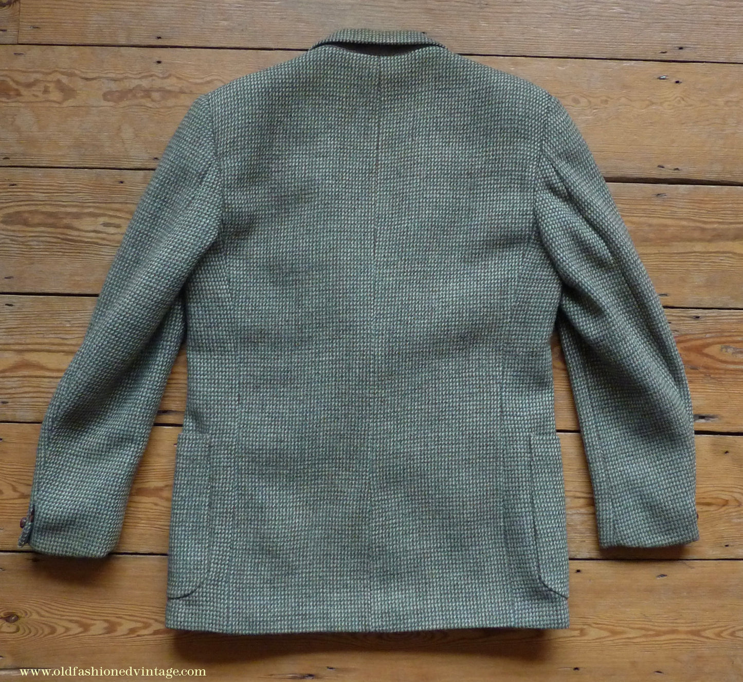 Vintage Mens 1950s Harris Tweed Sports Jacket Green Brown Patch Pockets 38"