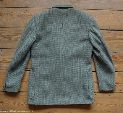 Vintage Mens 1950s Harris Tweed Sports Jacket Green Brown Patch Pockets 38"