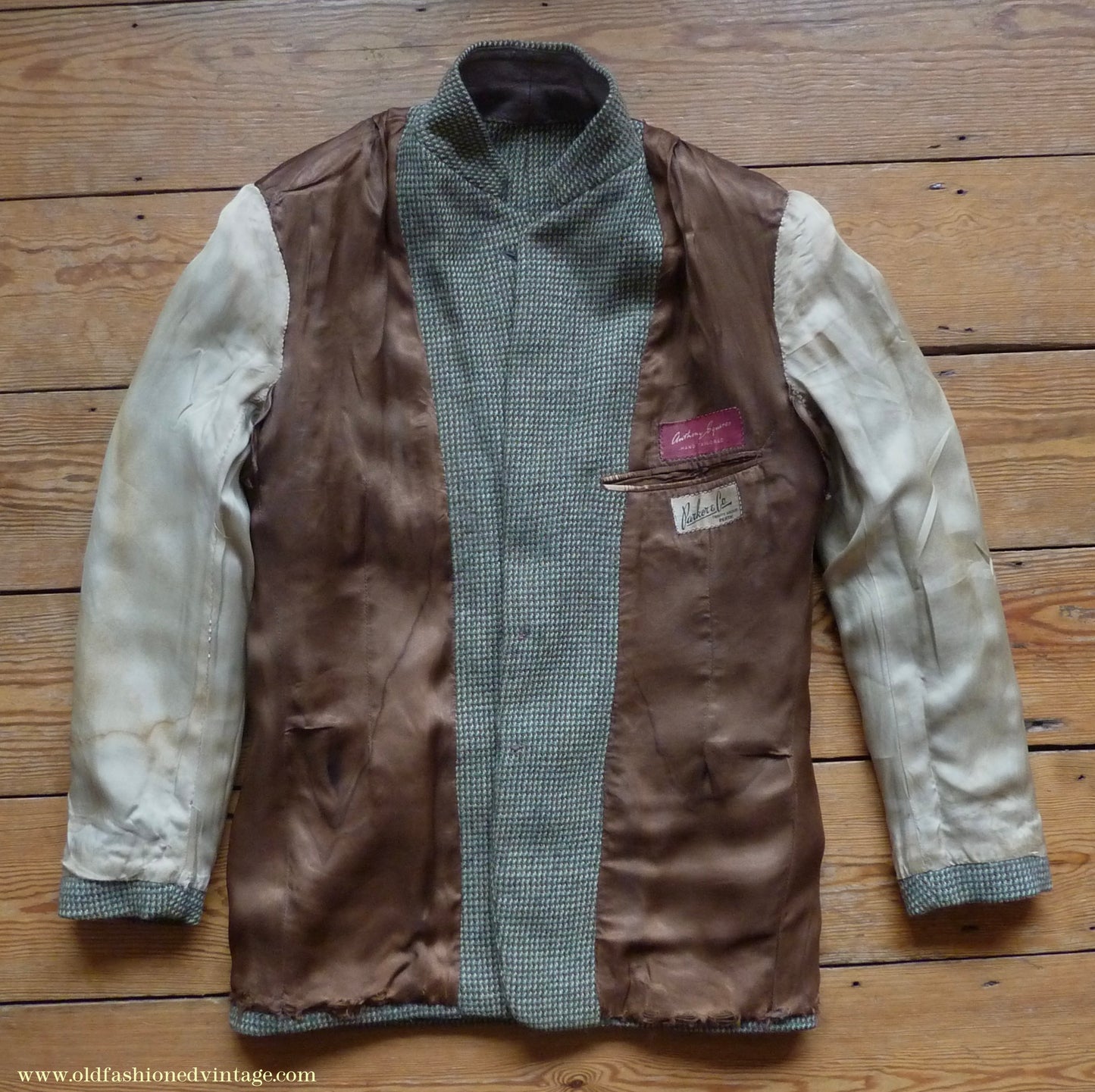 Vintage Mens 1950s Harris Tweed Sports Jacket Green Brown Patch Pockets 38"