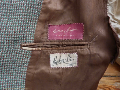 Vintage Mens 1950s Harris Tweed Sports Jacket Green Brown Patch Pockets 38"