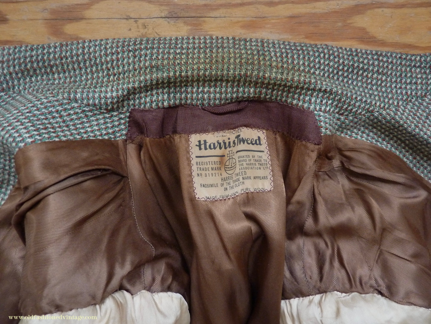 Vintage Mens 1950s Harris Tweed Sports Jacket Green Brown Patch Pockets 38"
