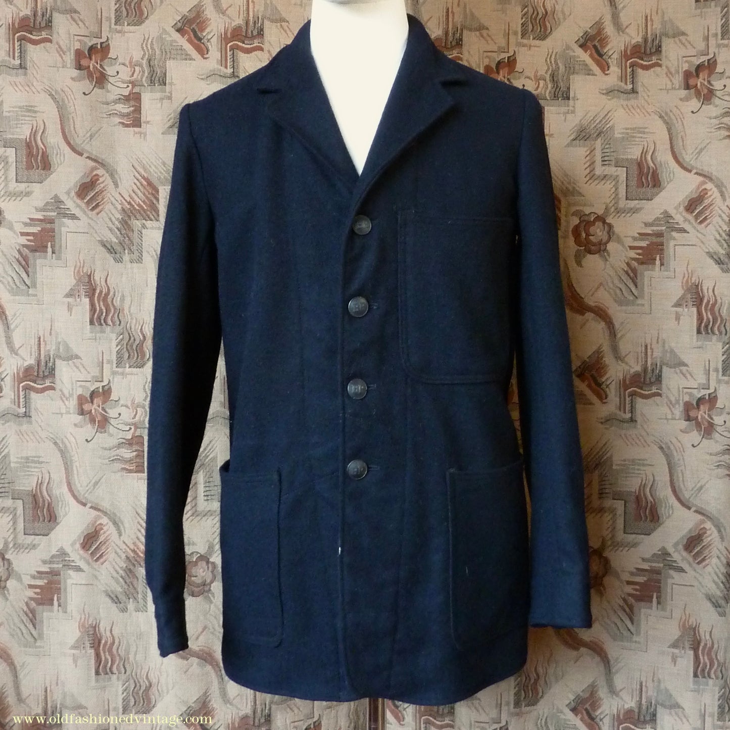 Vintage Mens 1950s British Rail Drivers Work Jacket BR Black Wool Workwear Coat 36 38