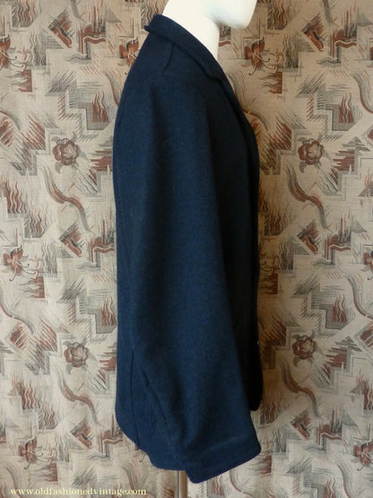 Vintage Mens 1950s British Rail Drivers Work Jacket BR Black Wool Workwear Coat 36 38