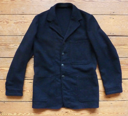 Vintage Mens 1950s British Rail Drivers Work Jacket BR Black Wool Workwear Coat 36 38