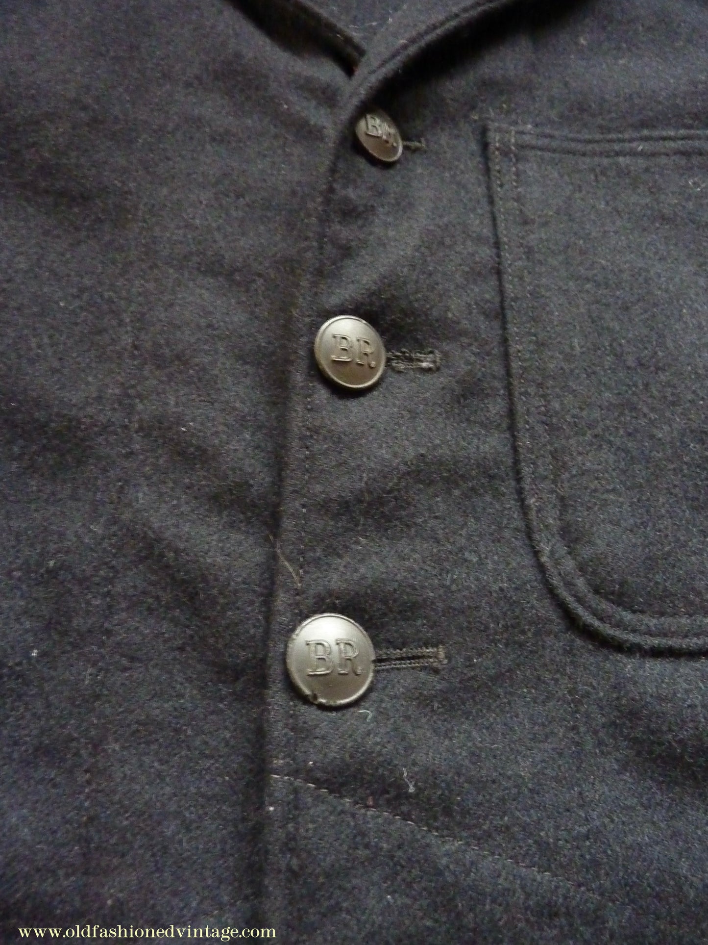 Vintage Mens 1950s British Rail Drivers Work Jacket BR Black Wool Workwear Coat 36 38