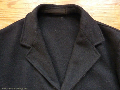 Vintage Mens 1950s British Rail Drivers Work Jacket BR Black Wool Workwear Coat 36 38