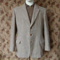Vintage Mens 1950s John Collier Harris Tweed Sports Jacket Green Brown Natural Houndstooth Shepherd Check 42"