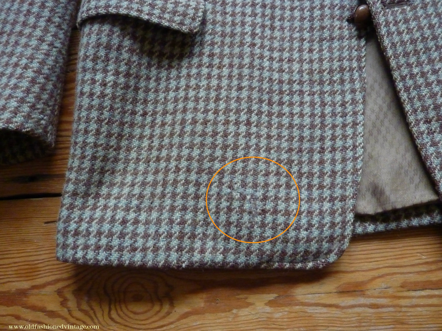 Vintage Mens 1950s John Collier Harris Tweed Sports Jacket Green Brown Natural Houndstooth Shepherd Check 42"