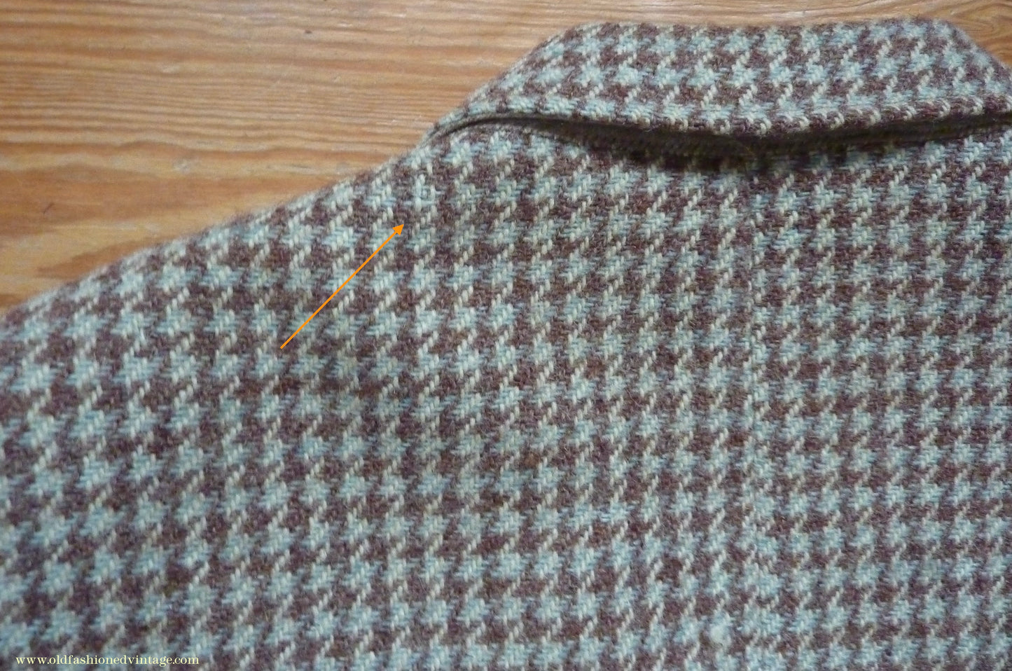 Vintage Mens 1950s John Collier Harris Tweed Sports Jacket Green Brown Natural Houndstooth Shepherd Check 42"