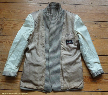 Vintage Mens 1950s John Collier Harris Tweed Sports Jacket Green Brown Natural Houndstooth Shepherd Check 42"