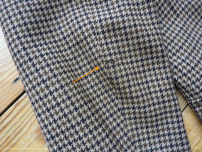 Vintage Mens 1960s Bespoke Tweed Sports Jacket Bellows Flap Pockets Brown Beige Houndstooth Shepherd Check 42"