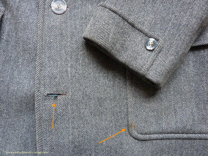 Vintage 1950s Mens Burton Single Breasted Overcoat Coat Grey Herringbone Tweed Wool 42"