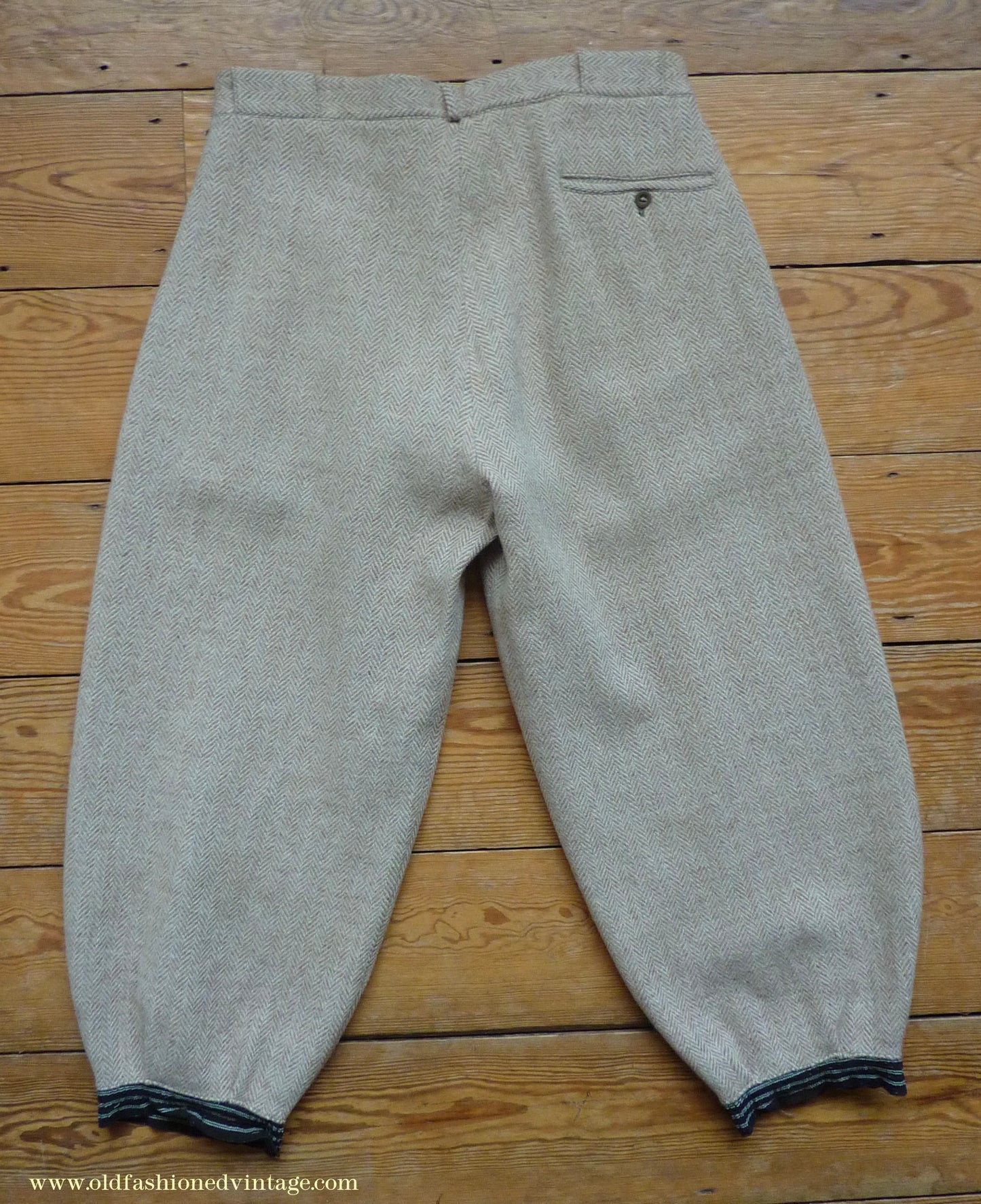Vintage Mens 1950s Burton Harris Tweed Plus Fours Suit Beige Herringbone Jacket Trousers 37"