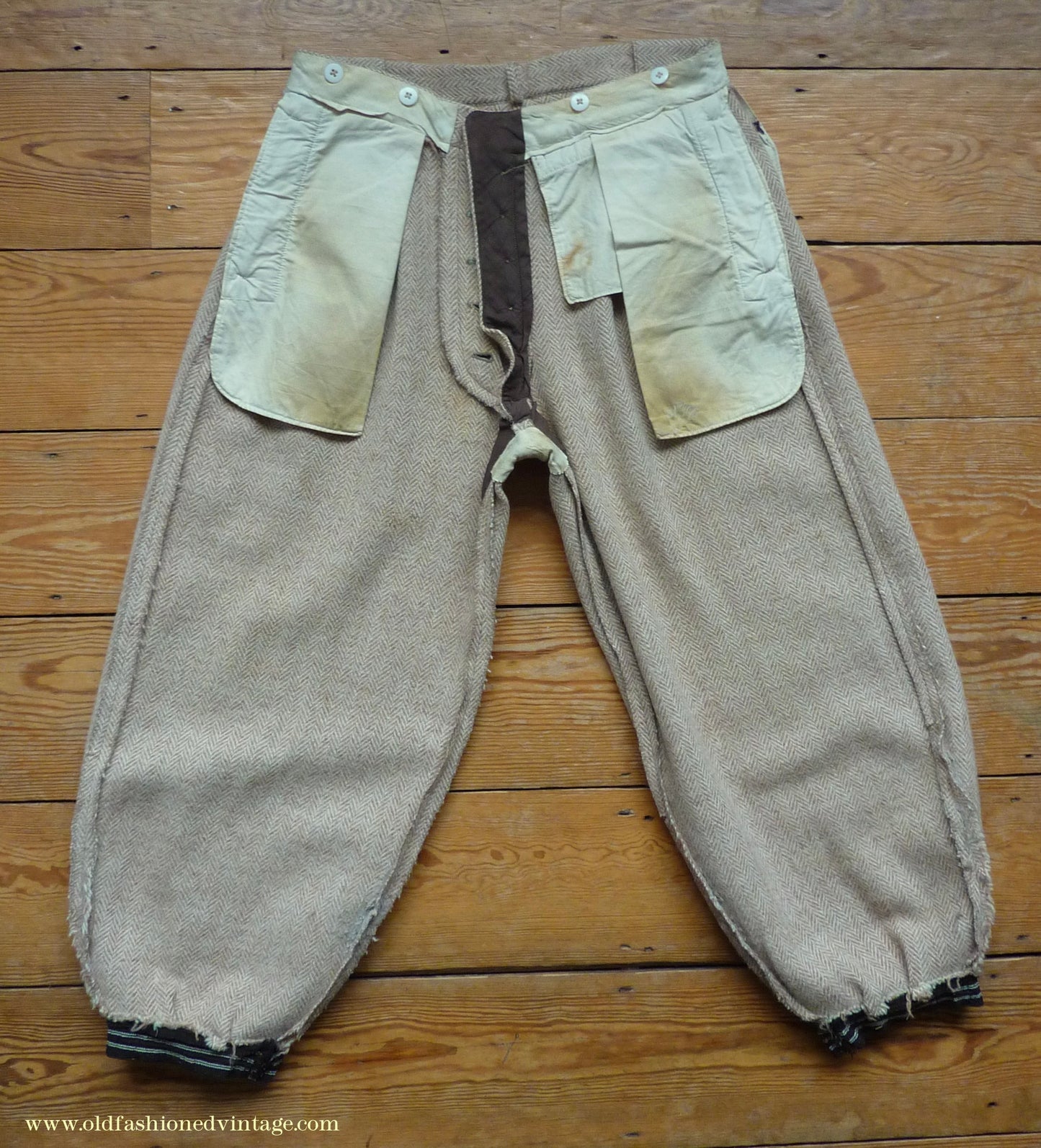 Vintage Mens 1950s Burton Harris Tweed Plus Fours Suit Beige Herringbone Jacket Trousers 37"