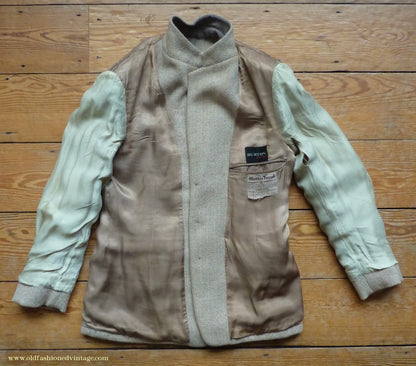 Vintage Mens 1950s Burton Harris Tweed Plus Fours Suit Beige Herringbone Jacket Trousers 37"