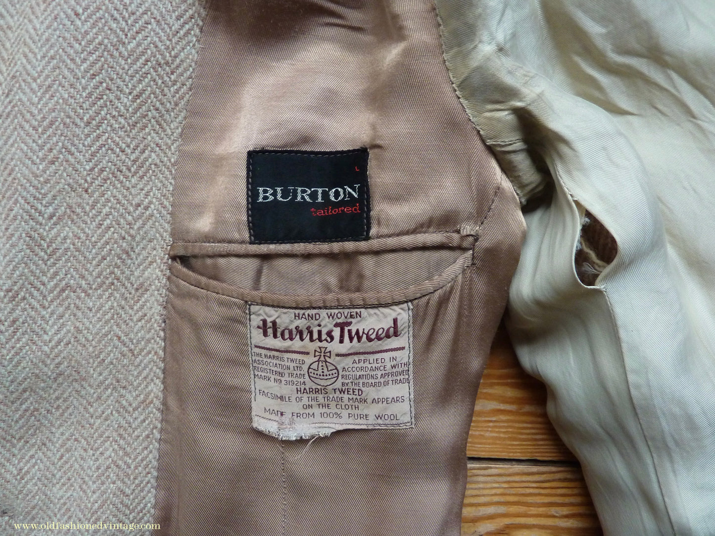 Vintage Mens 1950s Burton Harris Tweed Plus Fours Suit Beige Herringbone Jacket Trousers 37"
