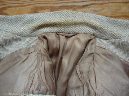 Vintage Mens 1950s Burton Harris Tweed Plus Fours Suit Beige Herringbone Jacket Trousers 37"