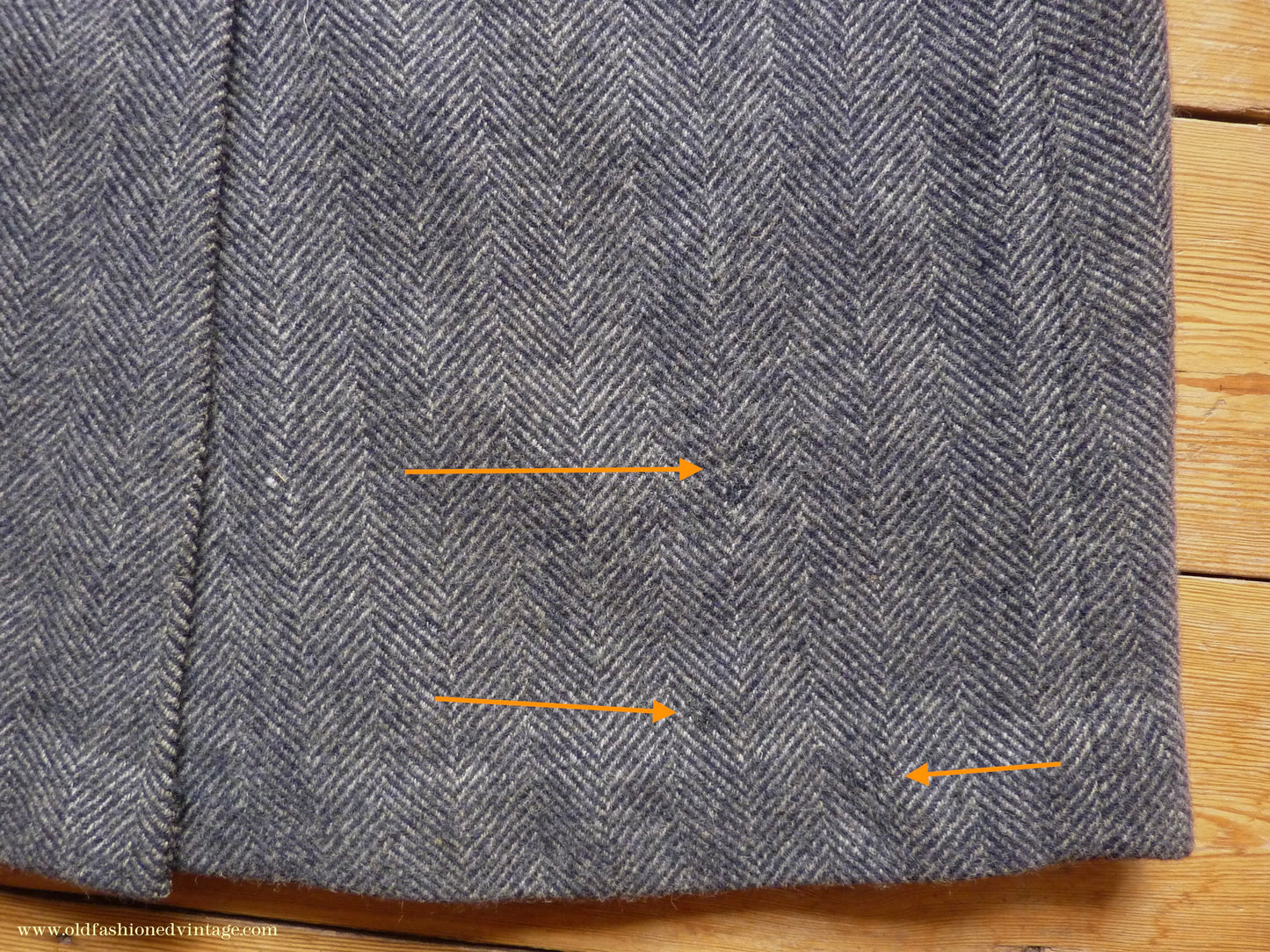 Vintage Mens 1930s 1940s Double Breasted Overcoat Coat Dark Blue Grey Herringbone Wool Tweed DB Belted 38"