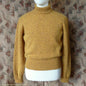 Old Fashioned Garments Vintage Reproduction 1940s Mens Polo Neck Jumper Mustard Brown Melange Roll Turtle Sweater M