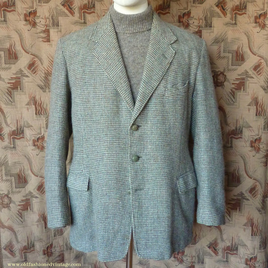 Vintage Mens 1950s Selfridges Harris Tweed Sports Jacket Green Brown 42"