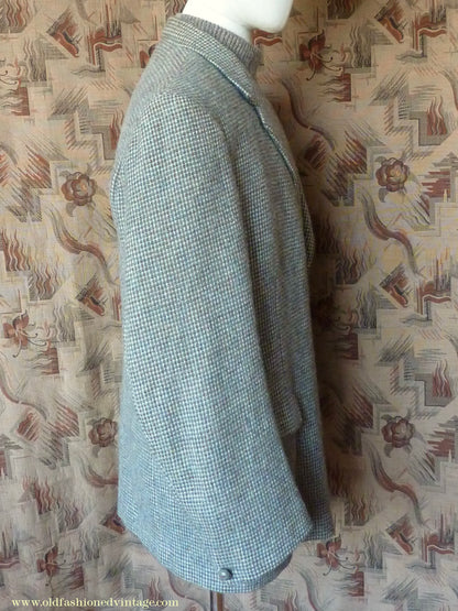 Vintage Mens 1950s Selfridges Harris Tweed Sports Jacket Green Brown 42"