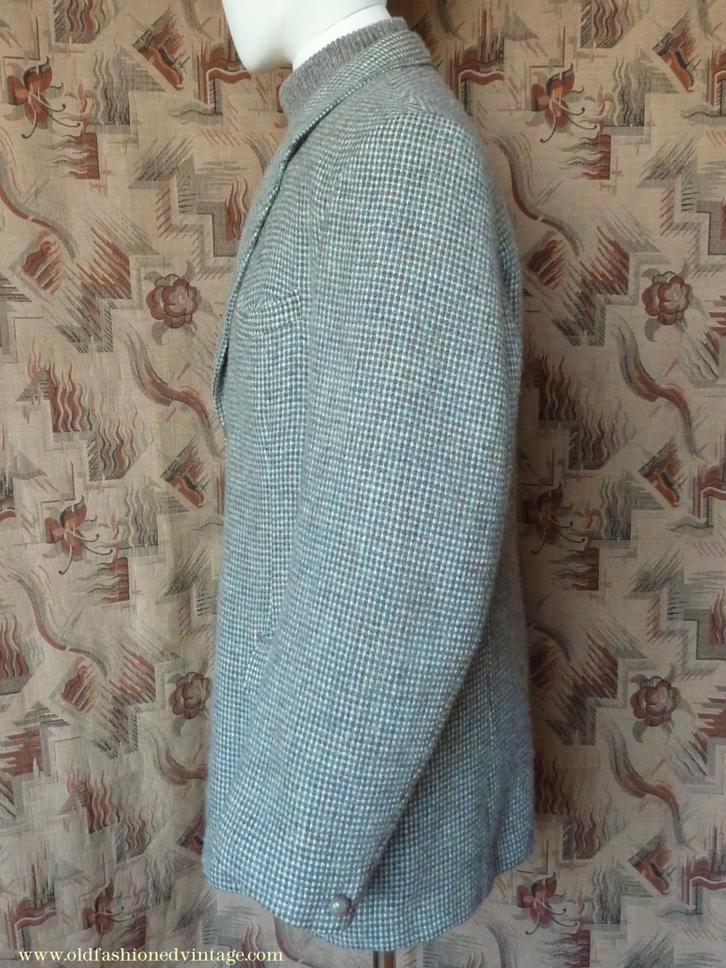 Vintage Mens 1950s Selfridges Harris Tweed Sports Jacket Green Brown 42"