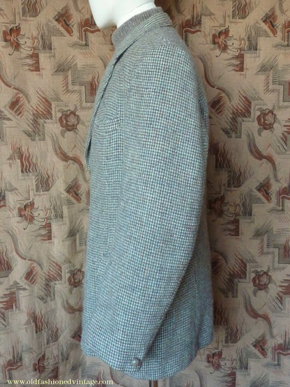 Vintage Mens 1950s Selfridges Harris Tweed Sports Jacket Green Brown 42"