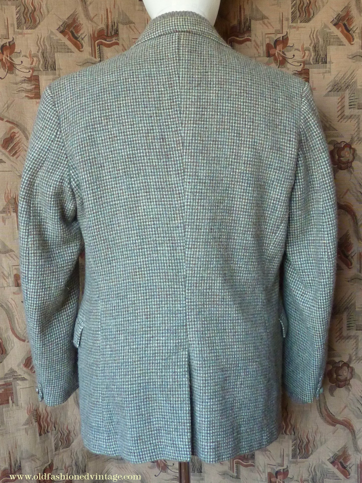 Vintage Mens 1950s Selfridges Harris Tweed Sports Jacket Green Brown 42"