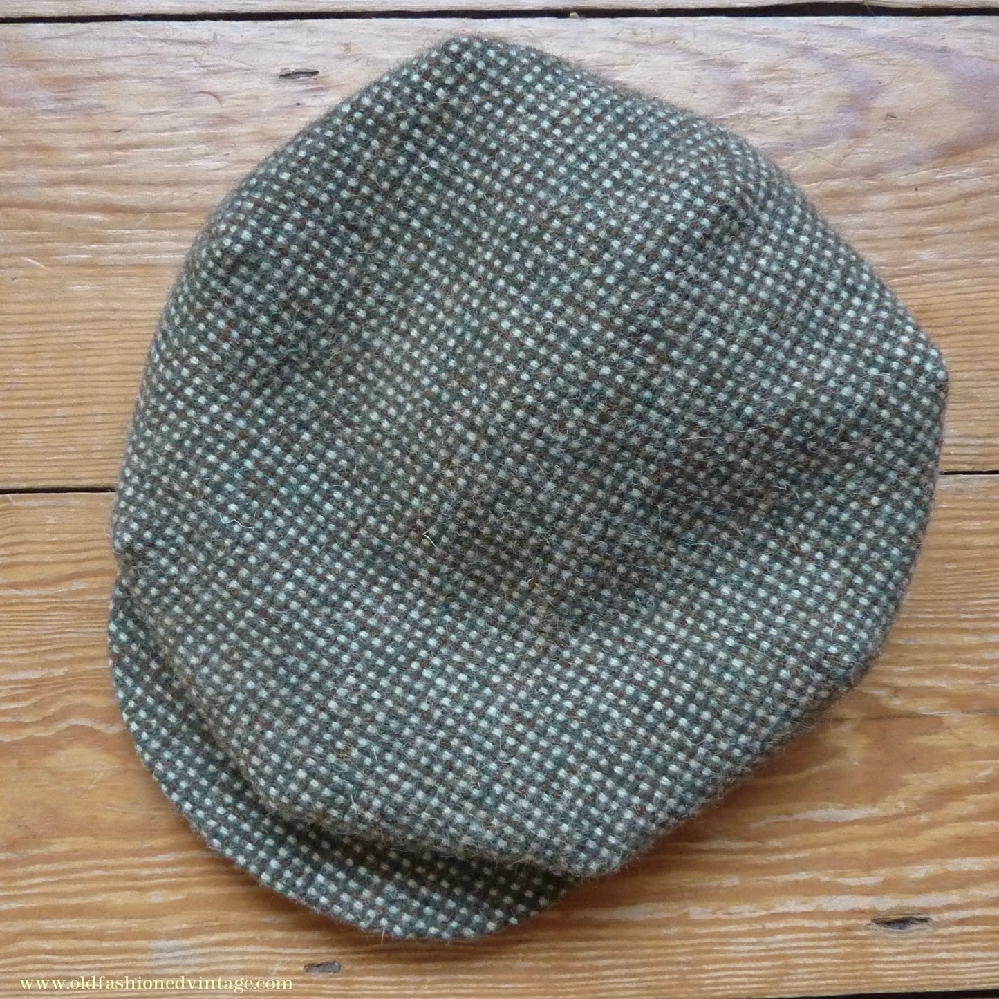 Vintage Mens Reproduction 1930s Style Retro Sport 8 Dart Flat Cap Green Brown Check Tweed 57cm